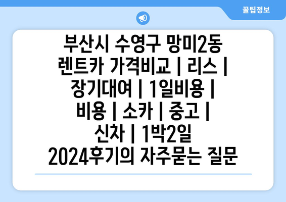 부산시 수영구 망미2동 렌트카 가격비교 | 리스 | 장기대여 | 1일비용 | 비용 | 소카 | 중고 | 신차 | 1박2일 2024후기