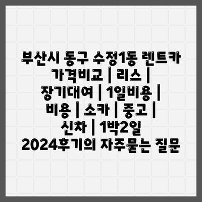 부산시 동구 수정1동 렌트카 가격비교 | 리스 | 장기대여 | 1일비용 | 비용 | 소카 | 중고 | 신차 | 1박2일 2024후기