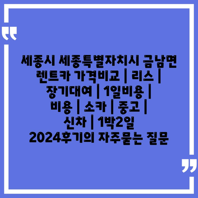 세종시 세종특별자치시 금남면 렌트카 가격비교 | 리스 | 장기대여 | 1일비용 | 비용 | 소카 | 중고 | 신차 | 1박2일 2024후기