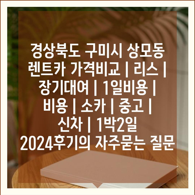 경상북도 구미시 상모동 렌트카 가격비교 | 리스 | 장기대여 | 1일비용 | 비용 | 소카 | 중고 | 신차 | 1박2일 2024후기