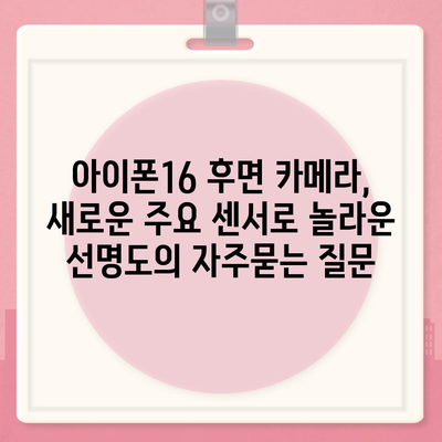 아이폰16 후면 카메라, 새로운 주요 센서로 놀라운 선명도