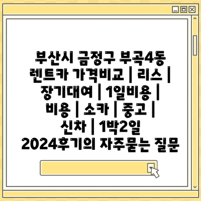 부산시 금정구 부곡4동 렌트카 가격비교 | 리스 | 장기대여 | 1일비용 | 비용 | 소카 | 중고 | 신차 | 1박2일 2024후기