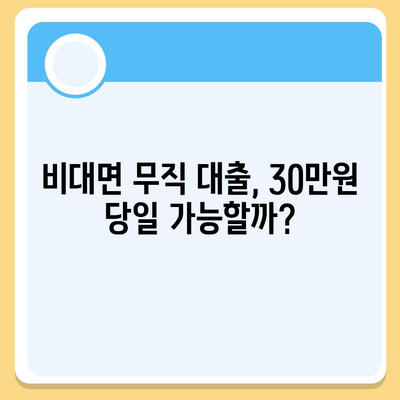 비대면 무직 당일 30만원 대출, 가능할까요? | 신용등급, 조건, 추천 상품 비교