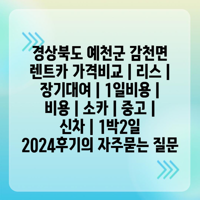 경상북도 예천군 감천면 렌트카 가격비교 | 리스 | 장기대여 | 1일비용 | 비용 | 소카 | 중고 | 신차 | 1박2일 2024후기