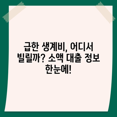 긴급한 생계비 마련, 서민을 위한 소액 대출 정보 총정리 | 긴급생계자금, 소액대출, 서민금융, 대출조건, 신청방법