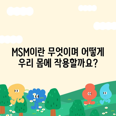 MSM 효능| 건강, 관절, 염증 완화를 위한 궁극의 가이드 | MSM, 건강 정보, 관절 건강, 염증 관리