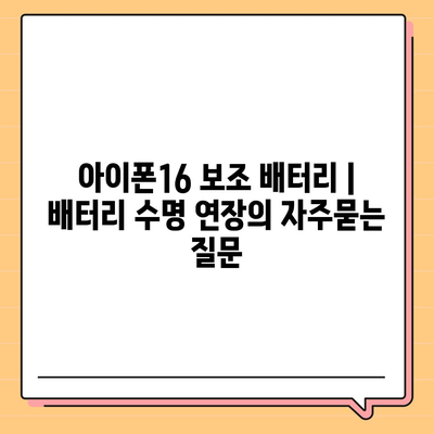 아이폰16 보조 배터리 | 배터리 수명 연장