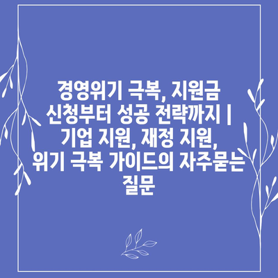 경영위기 극복, 지원금 신청부터 성공 전략까지 |  기업 지원, 재정 지원, 위기 극복 가이드