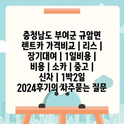 충청남도 부여군 규암면 렌트카 가격비교 | 리스 | 장기대여 | 1일비용 | 비용 | 소카 | 중고 | 신차 | 1박2일 2024후기