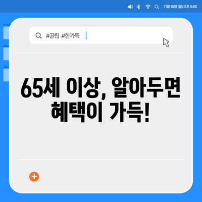 65세 이상이면 누리는 무료 혜택 총정리 | 노인, 복지, 지원, 혜택, 정보