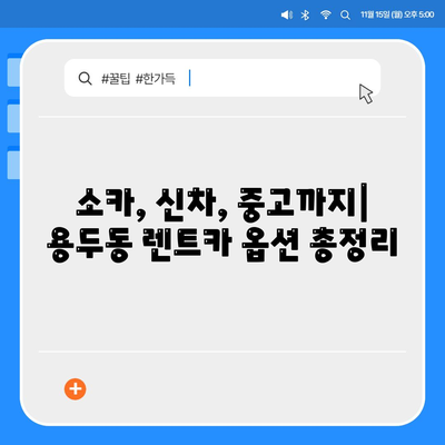 대전시 중구 용두동 렌트카 가격비교 | 리스 | 장기대여 | 1일비용 | 비용 | 소카 | 중고 | 신차 | 1박2일 2024후기