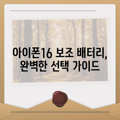 아이폰16 보조 배터리 | 배터리 수명 연장