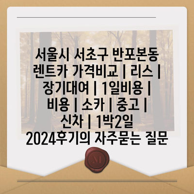 서울시 서초구 반포본동 렌트카 가격비교 | 리스 | 장기대여 | 1일비용 | 비용 | 소카 | 중고 | 신차 | 1박2일 2024후기