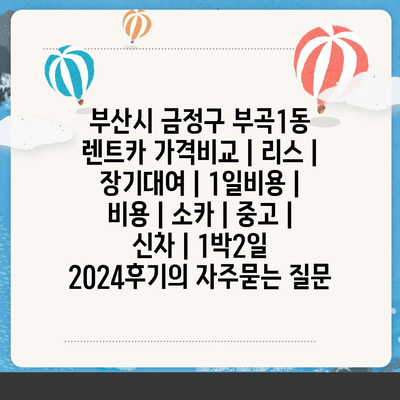 부산시 금정구 부곡1동 렌트카 가격비교 | 리스 | 장기대여 | 1일비용 | 비용 | 소카 | 중고 | 신차 | 1박2일 2024후기