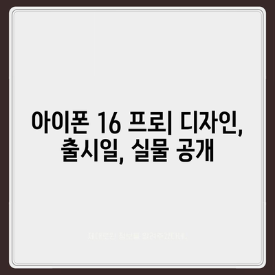 아이폰 16 프로 디자인, 출시일 및 실물 모습