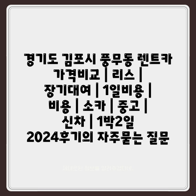 경기도 김포시 풍무동 렌트카 가격비교 | 리스 | 장기대여 | 1일비용 | 비용 | 소카 | 중고 | 신차 | 1박2일 2024후기