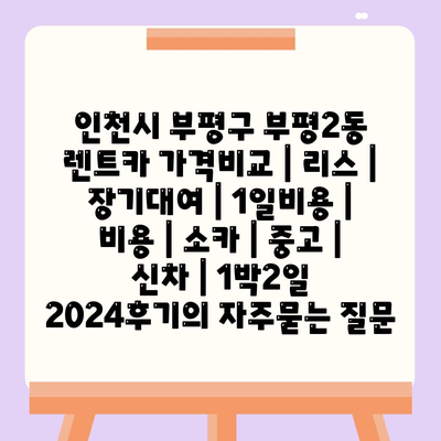 인천시 부평구 부평2동 렌트카 가격비교 | 리스 | 장기대여 | 1일비용 | 비용 | 소카 | 중고 | 신차 | 1박2일 2024후기