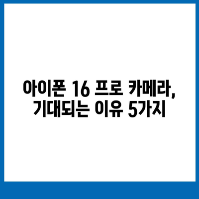 아이폰 16 프로 카메라 | 기대 이유 알아보기