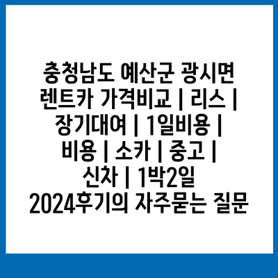 충청남도 예산군 광시면 렌트카 가격비교 | 리스 | 장기대여 | 1일비용 | 비용 | 소카 | 중고 | 신차 | 1박2일 2024후기