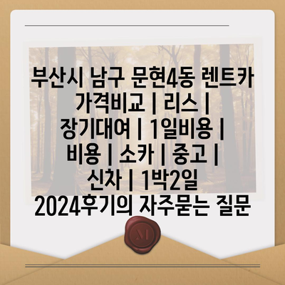 부산시 남구 문현4동 렌트카 가격비교 | 리스 | 장기대여 | 1일비용 | 비용 | 소카 | 중고 | 신차 | 1박2일 2024후기