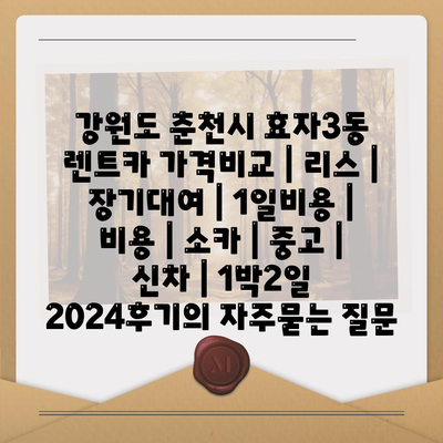 강원도 춘천시 효자3동 렌트카 가격비교 | 리스 | 장기대여 | 1일비용 | 비용 | 소카 | 중고 | 신차 | 1박2일 2024후기