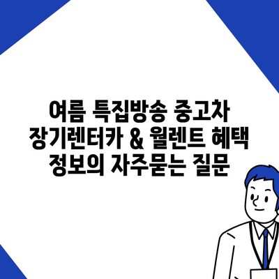 여름 특집방송 중고차 장기렌터카 & 월렌트 혜택 정보