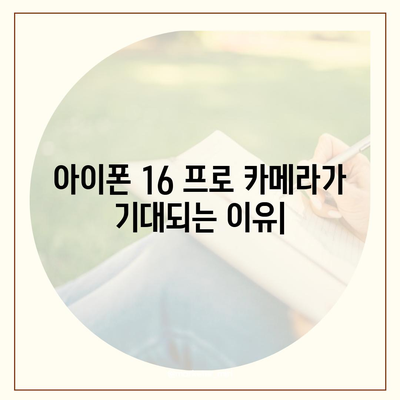 아이폰 16 프로 카메라가 기대되는 이유