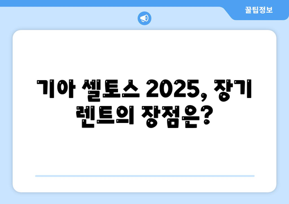 기아 셀토스 2025 장기 렌트 가성비 극대화 전략