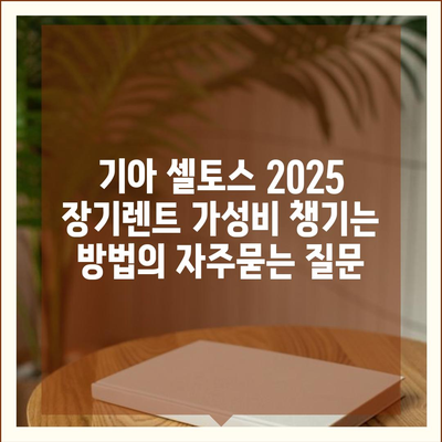 기아 셀토스 2025 장기렌트 가성비 챙기는 방법