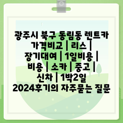 광주시 북구 동림동 렌트카 가격비교 | 리스 | 장기대여 | 1일비용 | 비용 | 소카 | 중고 | 신차 | 1박2일 2024후기