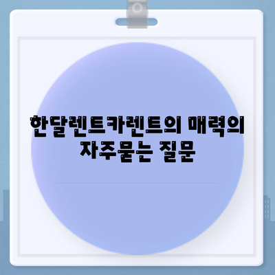 한달렌트카렌트의 매력