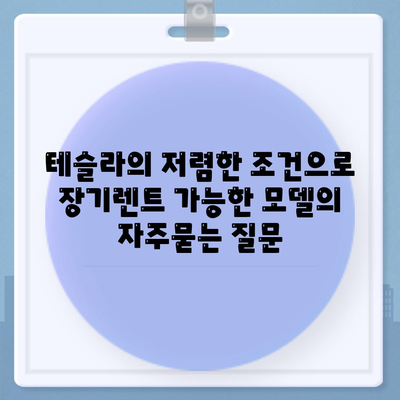 테슬라의 저렴한 조건으로 장기렌트 가능한 모델