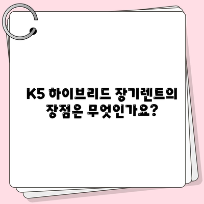 K5 하이브리드 장기렌트 Q&A