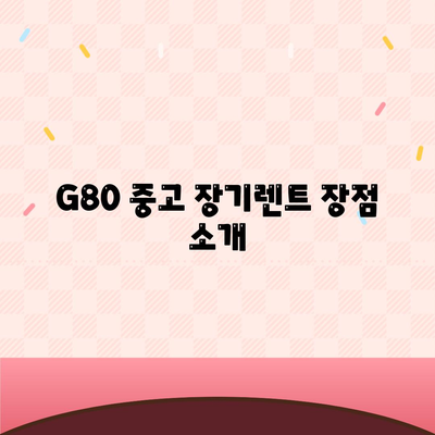 G80 중고 장기렌트 이용 성공 후기