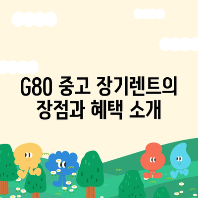 G80 중고 장기렌트 성공 사례