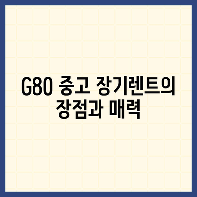 G80 중고 장기렌트 체험 리뷰