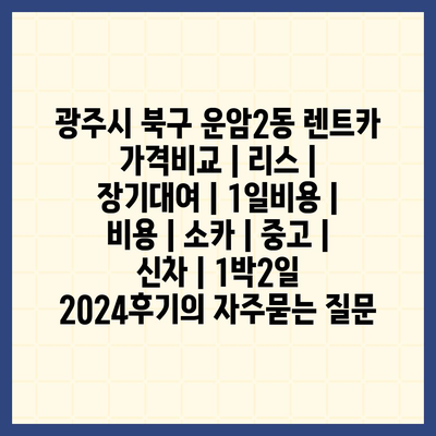 광주시 북구 운암2동 렌트카 가격비교 | 리스 | 장기대여 | 1일비용 | 비용 | 소카 | 중고 | 신차 | 1박2일 2024후기