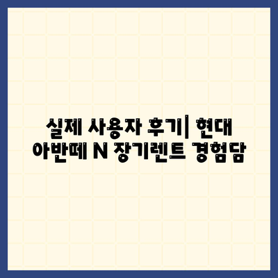 현대 아반떼 N 장기렌트에 대한 모든 의문 해결하기