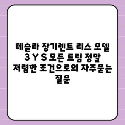 테슬라 장기렌트 리스 모델 3 Y S 모든 트림 정말 저렴한 조건으로