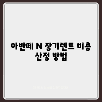 아반떼 N 장기렌트 | 모든 의문과 답변