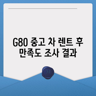 G80 중고 장기렌트 성공 사례