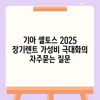 기아 셀토스 2025 장기렌트 가성비 극대화