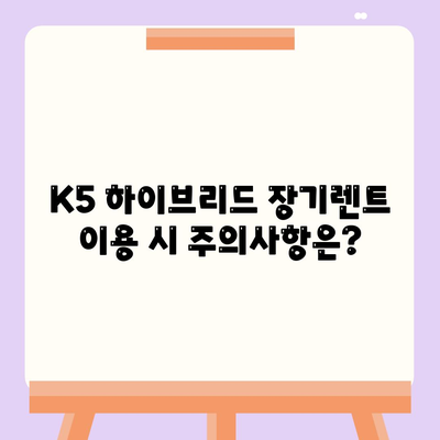 K5 하이브리드 장기렌트 Q&A