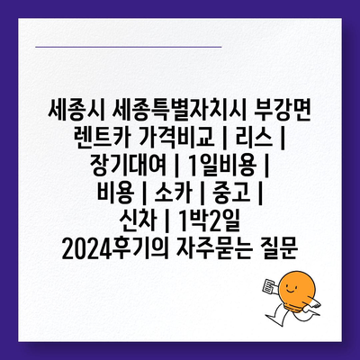 세종시 세종특별자치시 부강면 렌트카 가격비교 | 리스 | 장기대여 | 1일비용 | 비용 | 소카 | 중고 | 신차 | 1박2일 2024후기