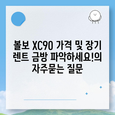 볼보 XC90 가격 및 장기 렌트 금방 파악하세요!