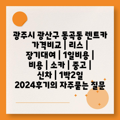 광주시 광산구 동곡동 렌트카 가격비교 | 리스 | 장기대여 | 1일비용 | 비용 | 소카 | 중고 | 신차 | 1박2일 2024후기