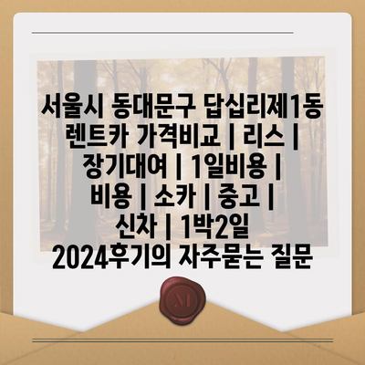 서울시 동대문구 답십리제1동 렌트카 가격비교 | 리스 | 장기대여 | 1일비용 | 비용 | 소카 | 중고 | 신차 | 1박2일 2024후기