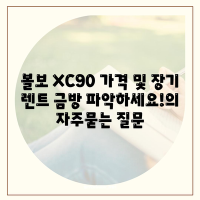 볼보 XC90 가격 및 장기 렌트 금방 파악하세요!