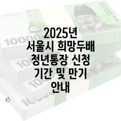 2025년 서울시 희망두배 청년통장 신청 방법 및 구체적인 절차