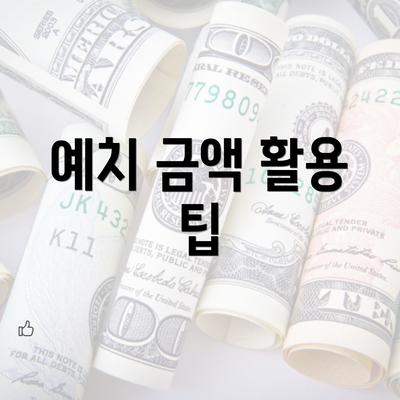 예치 금액 활용 팁